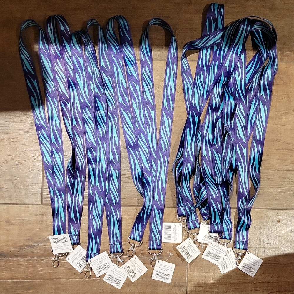 NWT: 12 Lanyards Zebra Teal Purple